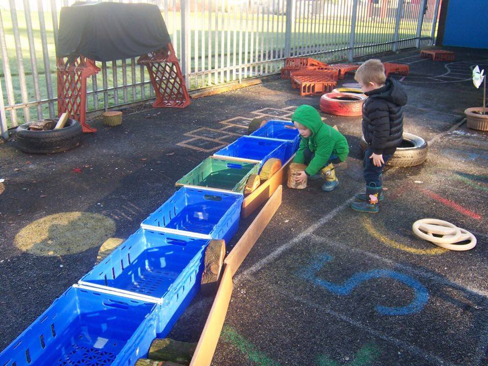 using natural recycled materials for outdoor play
