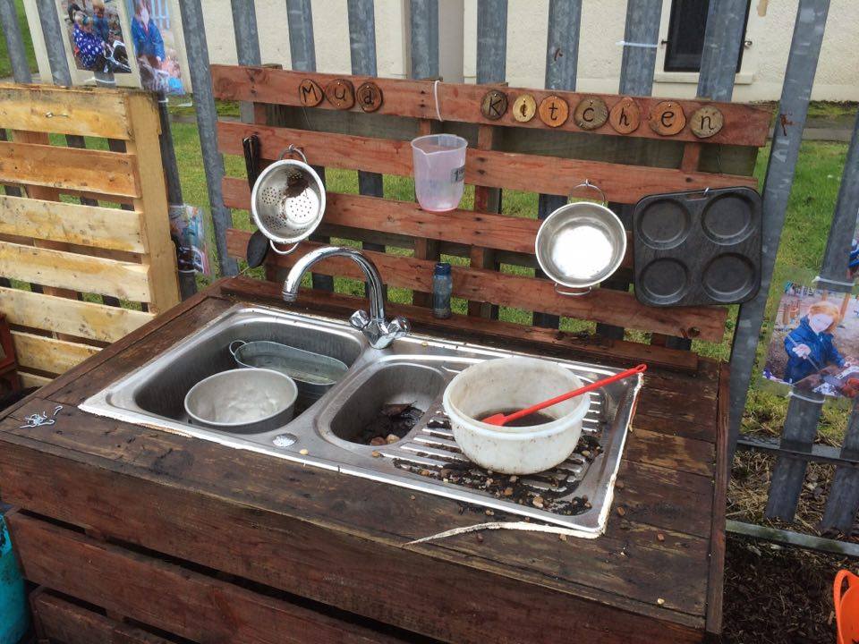 Creating a mud kitchen for outdoor play
