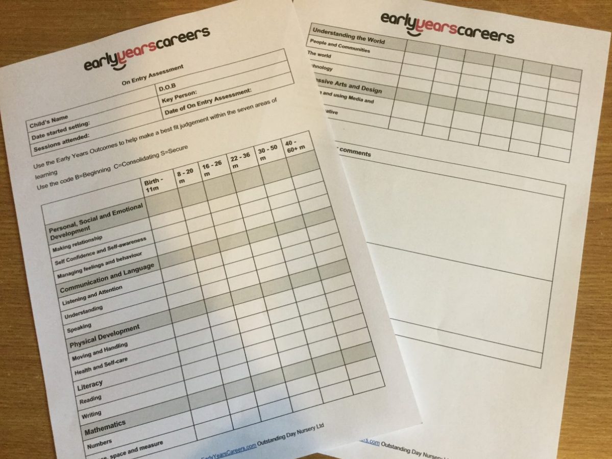 On Entry EYFS Assessment forms